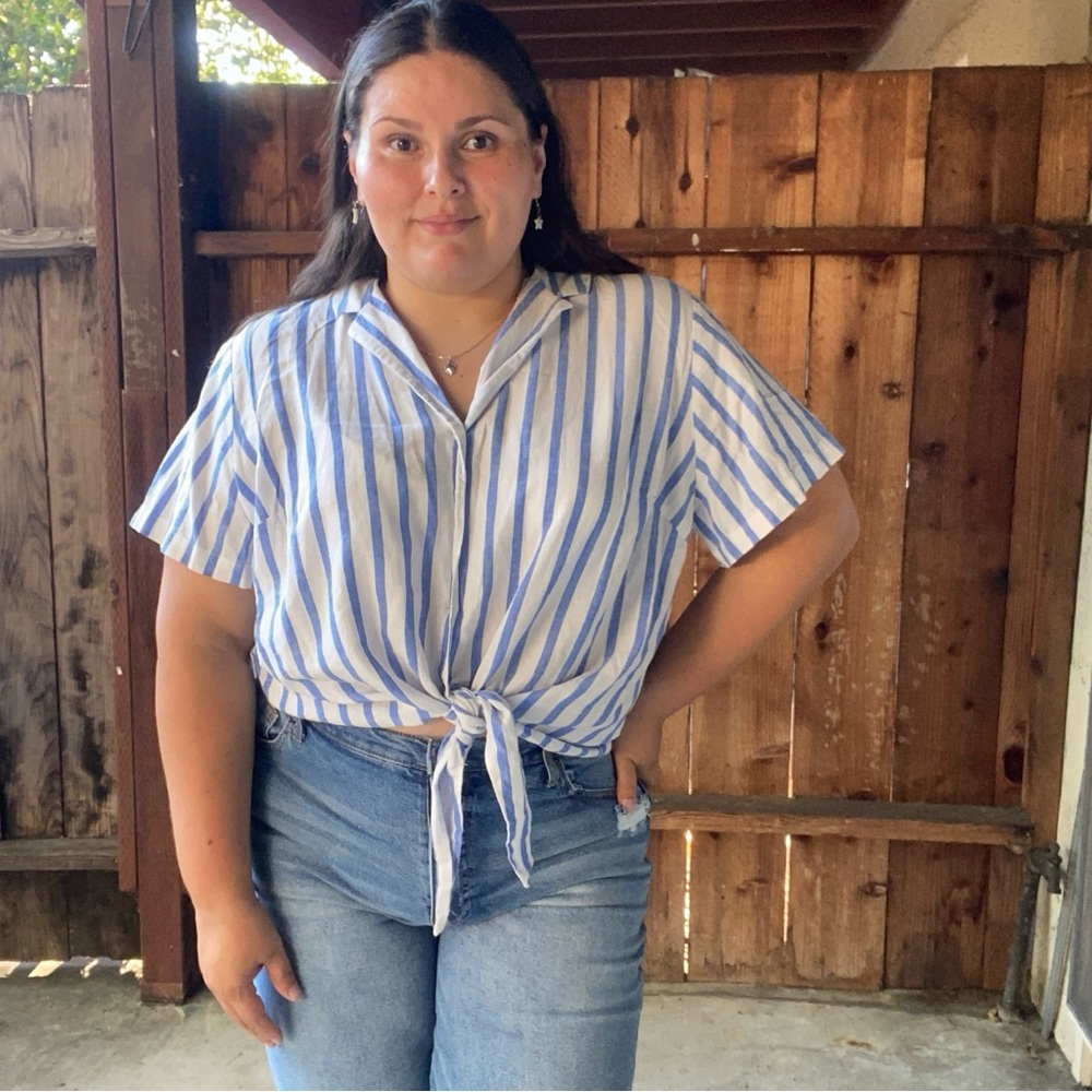 Plus size button down top.